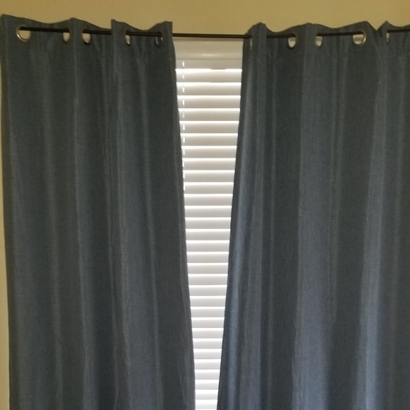 Beautiful blue faux Linen 84" curtains panels x 2 - Picture 1 of 8